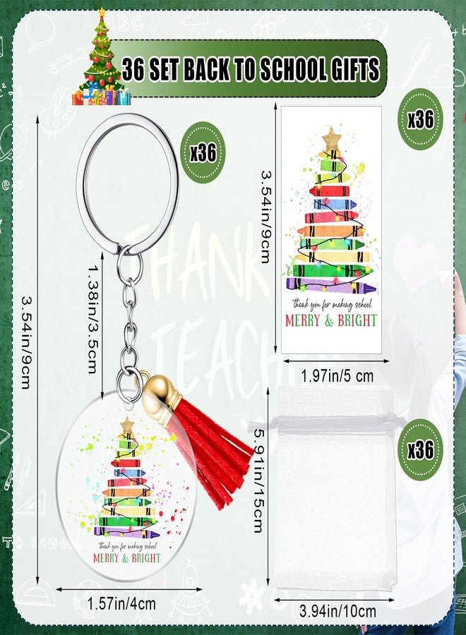 Ecation 36 Set Christmas Holiday Gifts Christmas Thank You Teachers Appreciation Gifts Include Happy Holiday Tags Acrylic Keychains with Tassels and Organza Bags (Appreciation) - Image 3